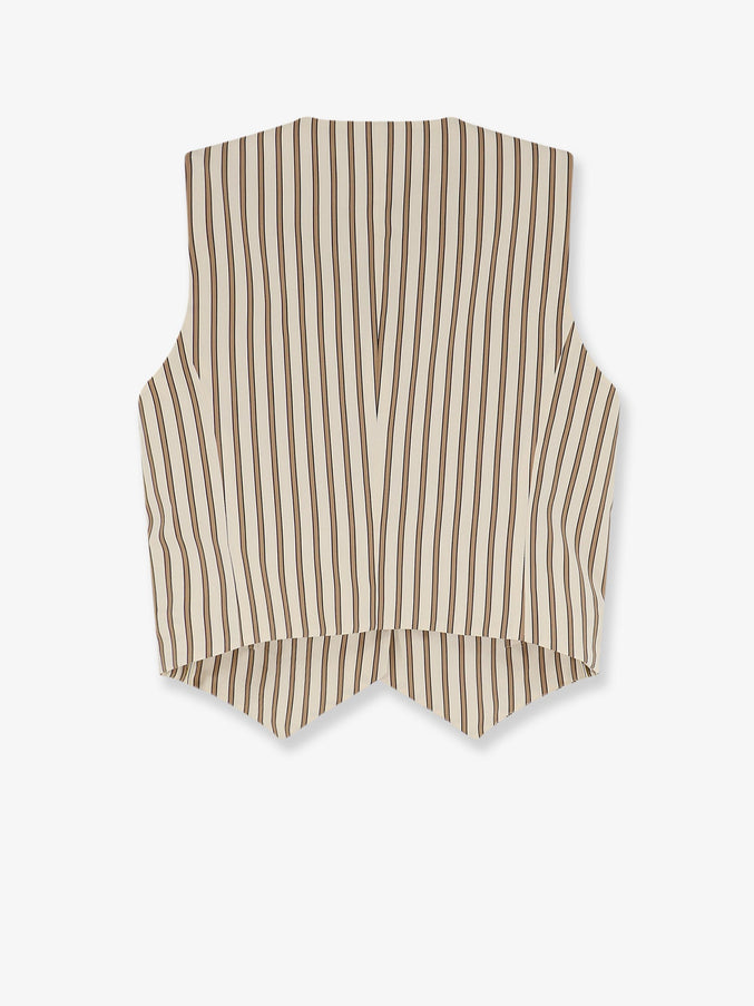 Max Mara Mxmfauno Striped Cotton And Silk Vest