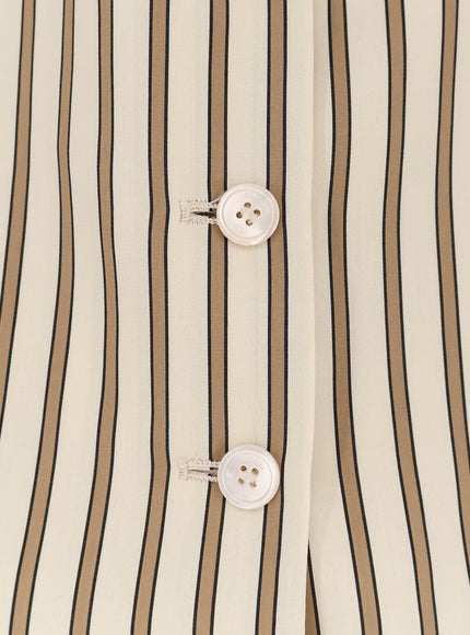 Max Mara Mxmfauno Striped Cotton And Silk Vest