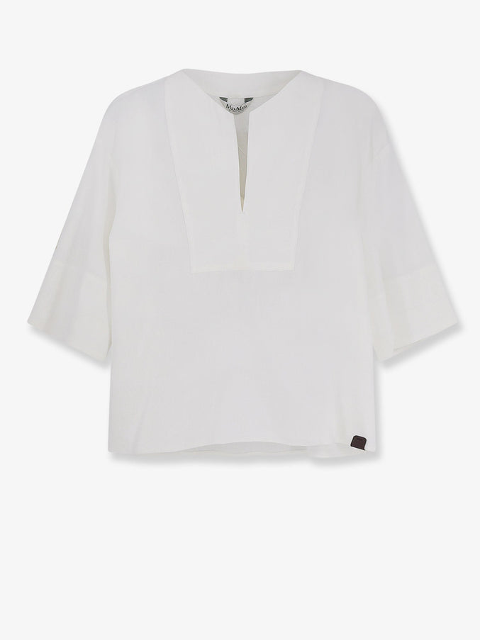 Max Mara Mxpsospiro Linen And Viscose Shirt Bianco Ottico