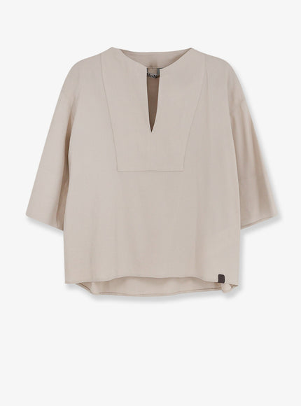 Max Mara Mxpsospiro Linen And Viscose Shirt Sabbia