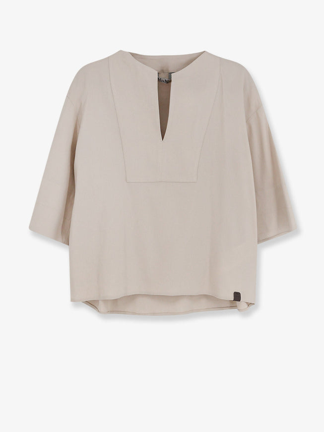 Max Mara Mxpsospiro Linen And Viscose Shirt Sabbia