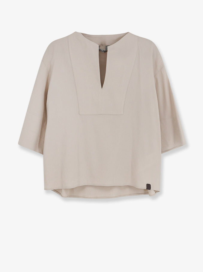 Max Mara Mxpsospiro Linen And Viscose Shirt Sabbia