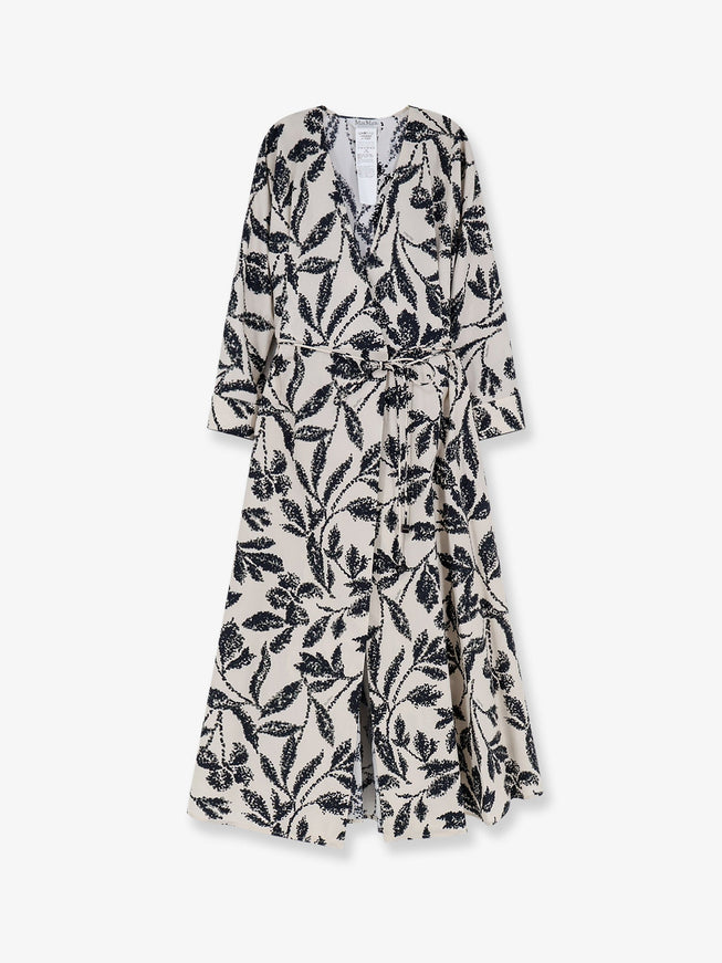 Max Mara Mxmcamino Printed Cotton Dress Beige