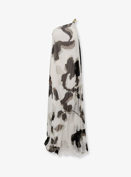Max Mara Mxefuggito Pleated Long Dress Bianco