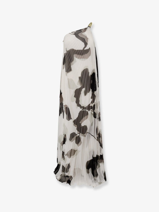 Max Mara Mxefuggito Pleated Long Dress Bianco