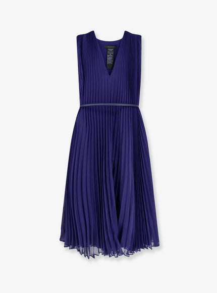 Max Mara Mxecapsula Long Dress With Belt Blu