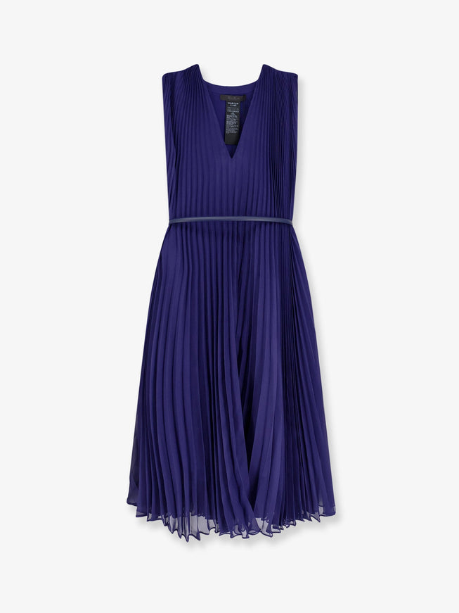 Max Mara Mxecapsula Long Dress With Belt Blu