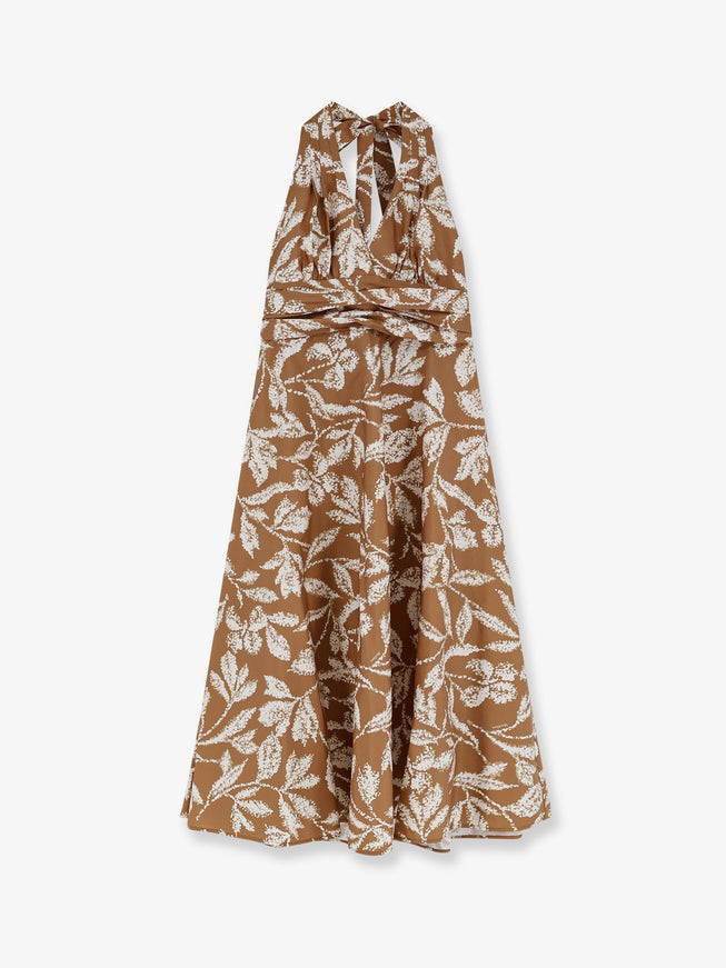Max Mara Mxmebella Printed Cotton Dress Caramello