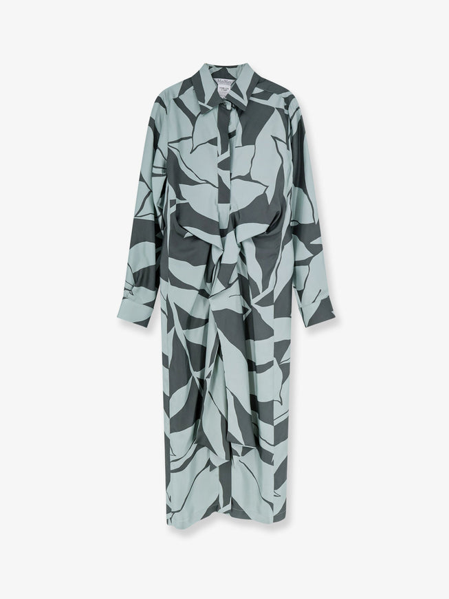 Max Mara Mxmrobinia Printed Silk Dress Verde