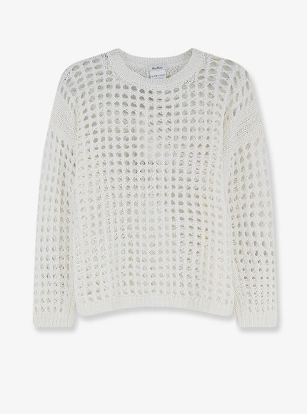 Max Mara Mxpfebe Perforated Cotton Sweater S Bianco Ottico