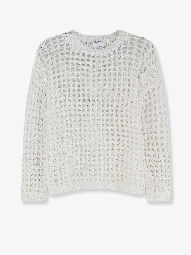Max Mara Mxpfebe Perforated Cotton Sweater S Bianco Ottico