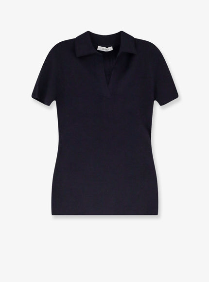 Max Mara Albero Virgin Wool Polo Shirt Blu Marino