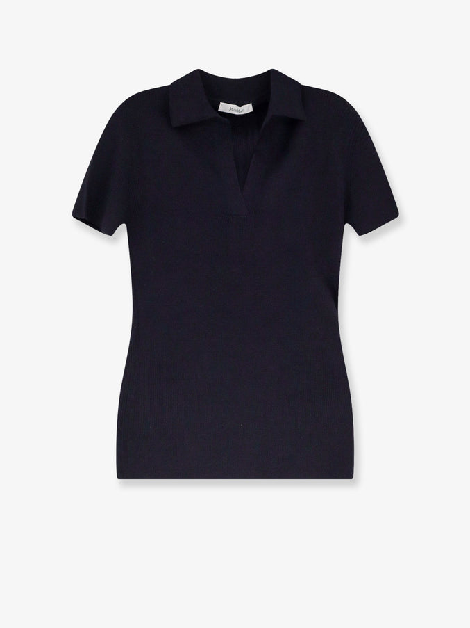 Max Mara Albero Virgin Wool Polo Shirt Blu Marino