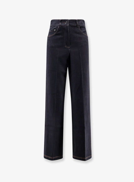 Max Mara Cotton Blend Mxpribes Trousers Blu Marino