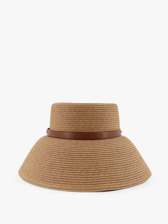 Max Mara Wide-Brimmed Hat With Metal Logo On The Front Beige