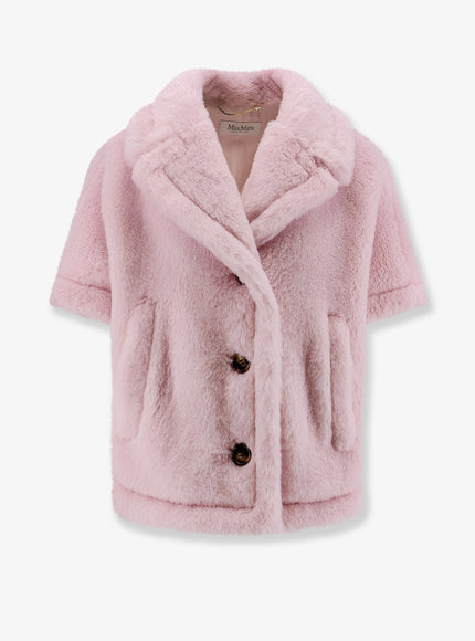 Max Mara Mxacorvino1 Alpaca And Virgin Wool Fur Cape Beige Rosa