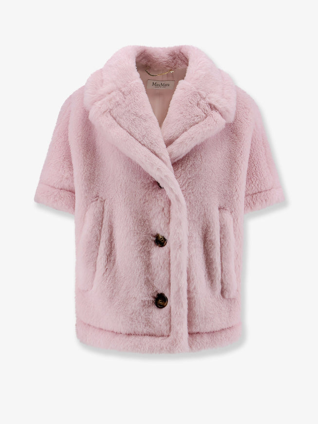 Max Mara Mxacorvino1 Alpaca And Virgin Wool Fur Cape Beige Rosa