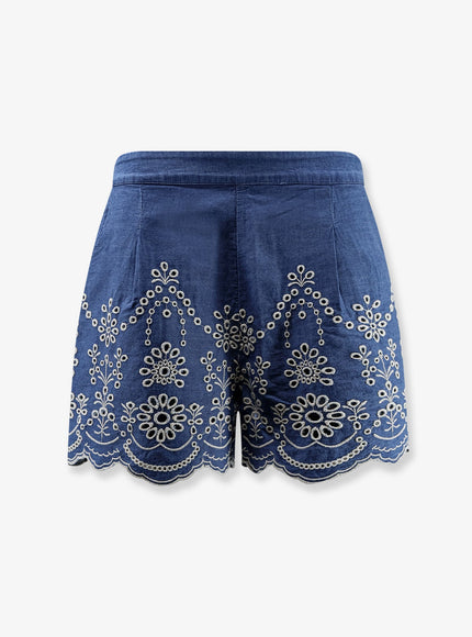 Mc2 Saint Barth Amani Cotton Bermuda Shorts With Striped Pattern Chambrayflower