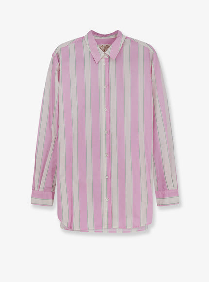 Mc2 Saint Barth Brigitte Striped Cotton Shirt Pink