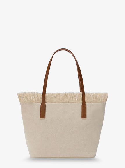 Mc2 Saint Barth City Bag Mid Fringe Canvas Shoulder Bag