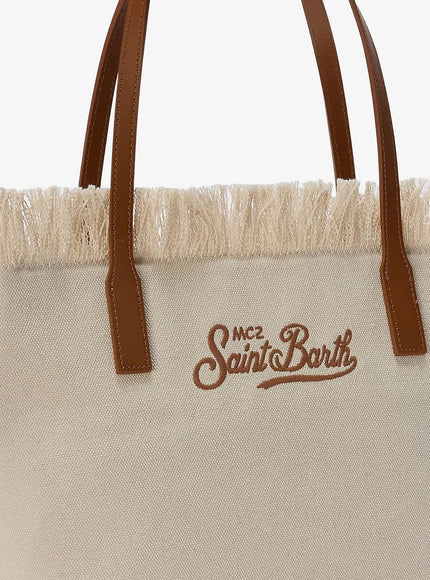 Mc2 Saint Barth City Bag Mid Fringe Canvas Shoulder Bag