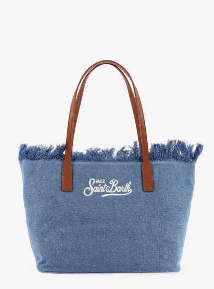 Mc2 Saint Barth City Bag Mid Fringe Canvas Shoulder Bag Uni Denim