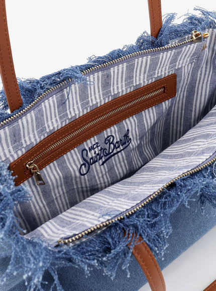 Mc2 Saint Barth City Bag Mid Fringe Canvas Shoulder Bag