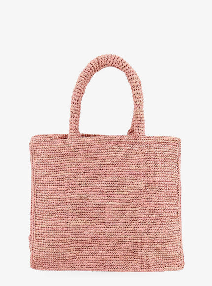 Mc2 Saint Barth Colette Raffia Handbag With Embroidered Logo