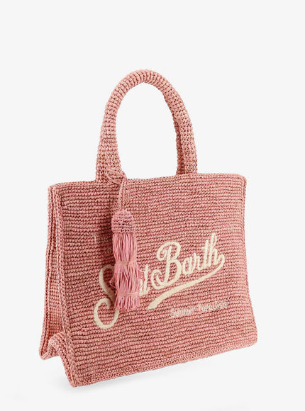 Mc2 Saint Barth Colette Raffia Handbag With Embroidered Logo