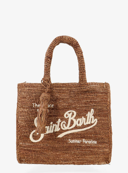 Mc2 Saint Barth Colette Raffia Handbag With Embroidered Logo Uni Straw