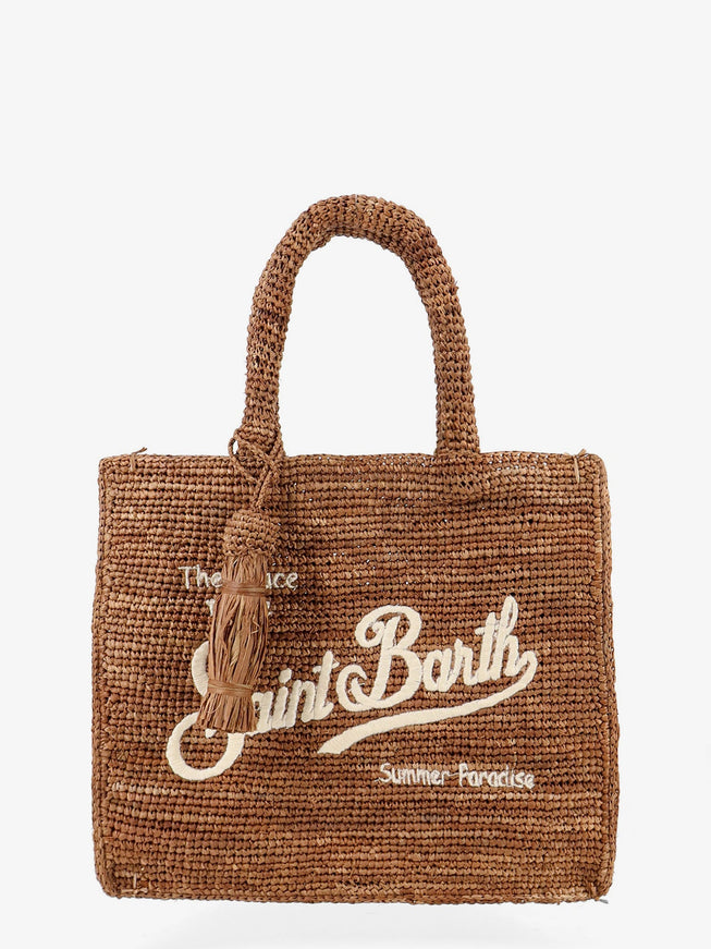 Mc2 Saint Barth Colette Raffia Handbag With Embroidered Logo Uni Straw