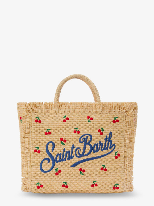 Mc2 Saint Barth Colette Raffia Handbag With Embroidered Logo On The Front Uni Straw