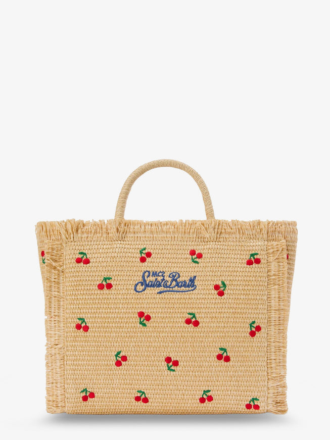Mc2 Saint Barth Colette Raffia Handbag With Embroidered Logo On The Front