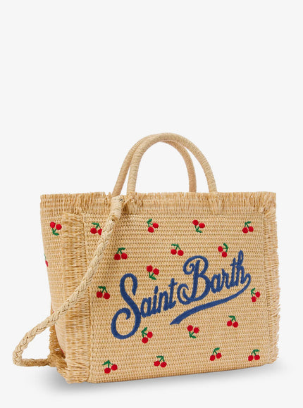 Mc2 Saint Barth Colette Raffia Handbag With Embroidered Logo On The Front