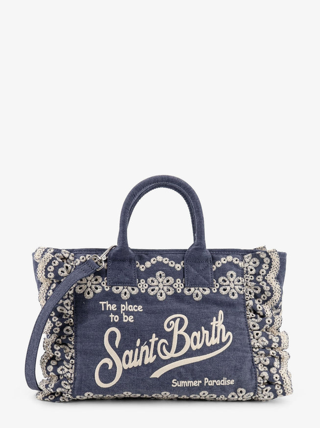 Mc2 Saint Barth Colette Denim Shoulder Bag With Sangallo Embroidery Uni Sangallo