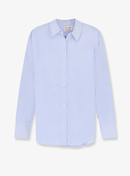 Mc2 Saint Barth Cristal Broderie Anglaise Embroidery Shirt Blue