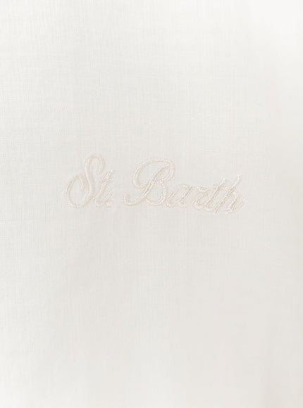 Mc2 Saint Barth Ice Cotton Shirt With Embroidered Logo On The Front