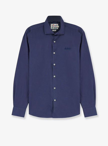 Mc2 Saint Barth Ice Cotton Shirt With Embroidered Logo On The Front Blue Navy