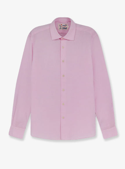Mc2 Saint Barth Ice Cotton Shirt With Embroidered Logo On The Front Pink