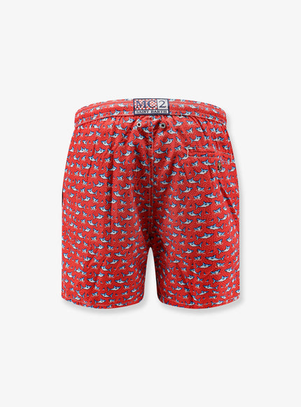 Mc2 Saint Barth Nylon Swim Shorts With Shark Trouble Print