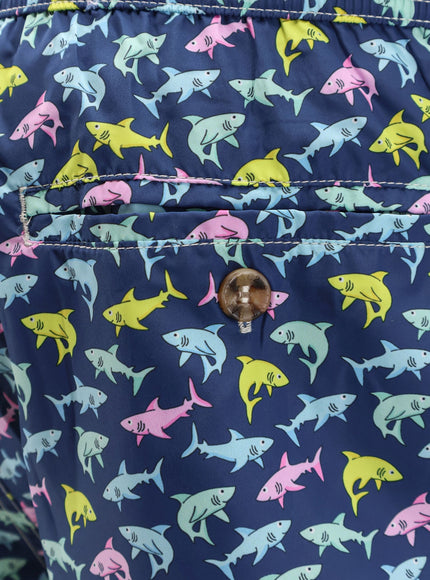 Mc2 Saint Barth Nylon Swim Shorts With Shark Trouble Print