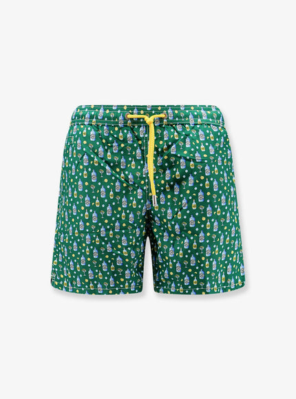 Mc2 Saint Barth Nylon Swim Shorts With Shark Trouble Print Verde