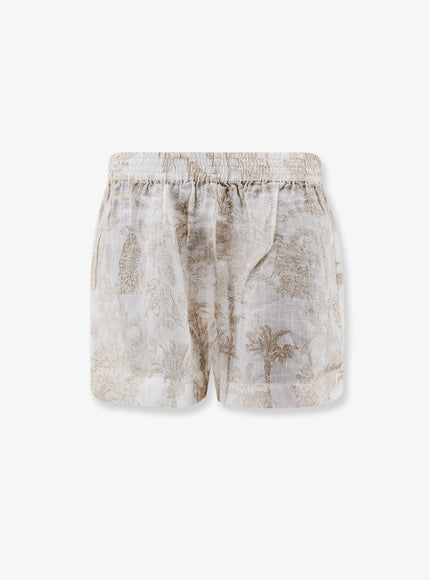 Mc2 Saint Barth Maeve Ramie Shorts With Floral Motif Ramiejungleoceania