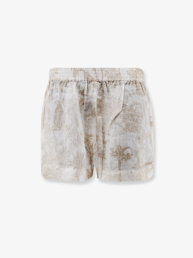 Mc2 Saint Barth Maeve Ramie Shorts With Floral Motif Ramiejungleoceania