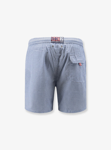 Mc2 Saint Barth Nylon Blend Swim Boxer Shorts In With Micro Pattern