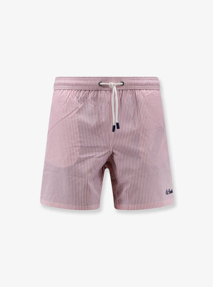 Mc2 Saint Barth Nylon Blend Swim Boxer Shorts In With Micro Pattern Rosa