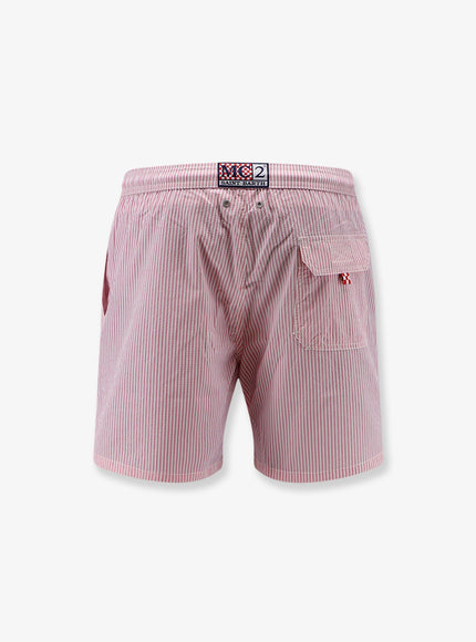 Mc2 Saint Barth Nylon Blend Swim Boxer Shorts In With Micro Pattern