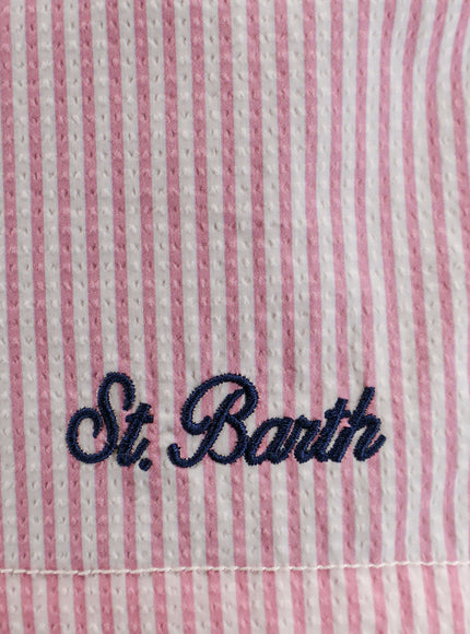 Mc2 Saint Barth Nylon Blend Swim Boxer Shorts In With Micro Pattern