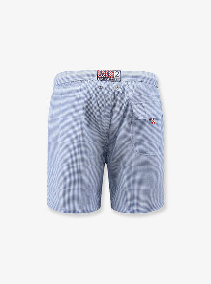 Mc2 Saint Barth Nylon Blend Swim Boxer Shorts In With Micro Pattern
