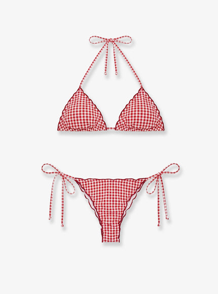 Mc2 Saint Barth Sagitami Nylon Bikini With Vichy Pattern Microvichy